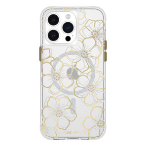 Case-Mate Floral Gems MagSafe - Apple iPhone 15 Pro Max Case Gold - Image 1
