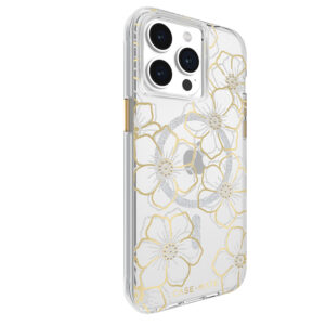 Case-Mate Floral Gems MagSafe - Apple iPhone 15 Pro Max Case Gold - Image 2