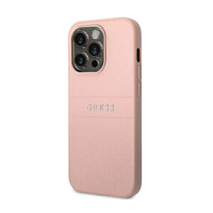 Guess Saffiano Metal Logo Stripes - dėklas skirtas Apple iPhone 14 Pro Pink - Image 2