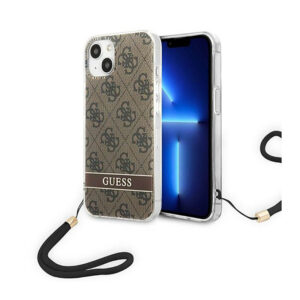 Guess 4G Print Cord - dėklas skirtas Apple iPhone 14 rudos spalvos - Image 1