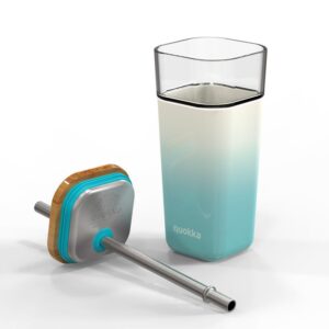 Quokka Liquid Cube - Glass Straw Tumbler with Silicone Cover 540 ml (Teal Gradient) - Image 4