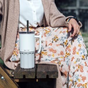 Quokka Umi - Stainless Steel Thermal Mug 720ml with Straw and Silicone Base (Ivory) - Image 3