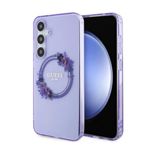 Guess IML Flowers Wreath MagSafe - Case Samsung Galaxy S24+ Purple - Image 1