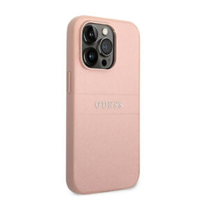 Guess Saffiano Metal Logo Stripes - dėklas skirtas Apple iPhone 14 Pro Pink - Image 4