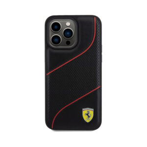 Ferrari Perforated Waves Metal Logo - Apple iPhone 15 Pro Max Case juodos spalvos - Image 3