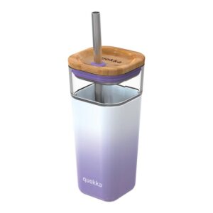 Quokka Liquid Cube - Glass Straw Tumbler with Silicone Cover 540 ml (Lilac Gradient) - Image 1