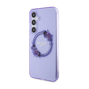 Guess IML Flowers Wreath MagSafe - Case Samsung Galaxy S24+ Purple - Image 2