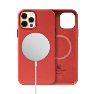 Crong Essential Cover Magnetic - Leather dėklas skirtas Apple iPhone 12 Pro Max MagSafe Red - Image 1