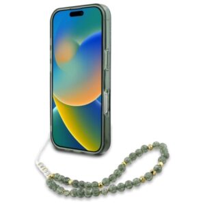 Guess IML Flowers Allover Electro With Pearl Strap MagSafe - dėklas skirtas Apple iPhone 16 Plus Green - Image 4