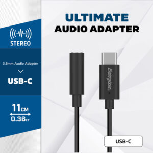 Energizer Ultimate - USB-C to 3.5 mm jack audio adapter 11 cm Black - Image 3