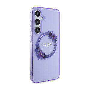 Guess IML Flowers Wreath MagSafe - Case Samsung Galaxy S24+ Purple - Image 4
