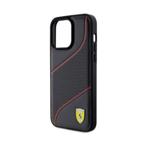 Ferrari Perforated Waves Metal Logo - Apple iPhone 15 Pro Max Case juodos spalvos - Image 6