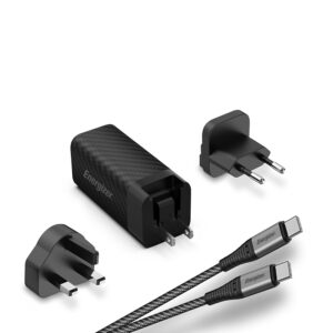Energizer Ultimate - Multiplug EU / UK / US GaN USB-C & USB-A 65W PD mains įkroviklis + USB-C cable juodos spalvos - Image 2