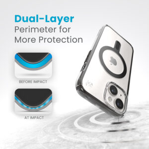Speck Presidio Perfect-Clear ClickLock & Magsafe - dėklas skirtas Apple iPhone 16e / Apple iPhone 15 / Apple iPhone 14 / Apple iPhone 13 Clear / Frosted Black / Slate Grey - Image 3