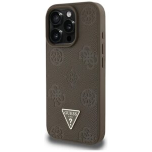 Guess Grained Hot Stamp Peony Triangle Logo MagSafe - dėklas skirtas Apple iPhone 16 Pro Max brown - Image 2