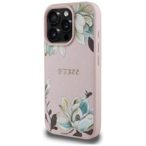 Guess Grained Printed Flower Pattern MagSafe - dėklas skirtas Apple iPhone 16 Pro pink - Image 2