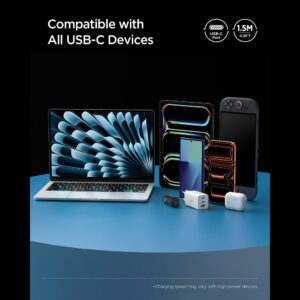 Spigen EB24015CC Essential Type-C kabelis 240W 150cm baltos spalvos - Image 9