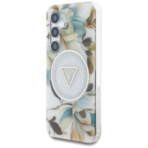 Guess Glitter Flowers Triangle Buttons MagSafe - dėklas skirtas Samsung Galaxy S25 white - Image 2