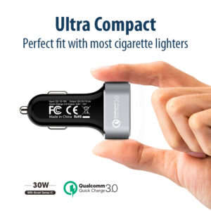 Crong Power Car Charger 30W 2-Port USB with QC 3.0 (aluminium) - Image 3