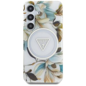 Guess Glitter Flowers Triangle Buttons MagSafe - dėklas skirtas Samsung Galaxy S25 white - Image 3