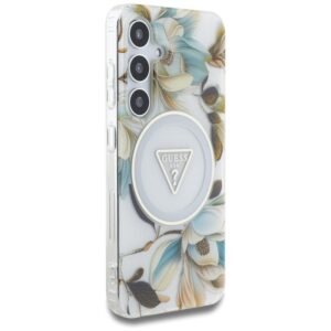 Guess Glitter Flowers Triangle Buttons MagSafe - dėklas skirtas Samsung Galaxy S25 white - Image 4