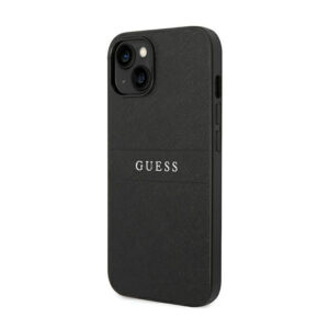 Guess Saffiano Metal Logo Stripes - dėklas skirtas Apple iPhone 14 Plus Black - Image 2
