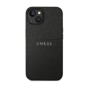 Guess Saffiano Metal Logo Stripes - dėklas skirtas Apple iPhone 14 Plus Black - Image 3