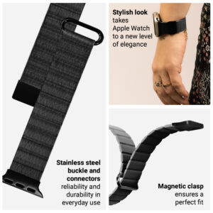 Crong Eclipse – Leather magnetic apyrankė skirta Apple Watch 44/45/46/49 mm black - Image 6