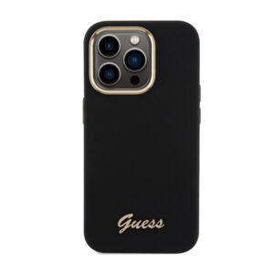 Guess Silicone Script Metal Logo & Frame - Apple iPhone 15 Pro Max Case black - Image 3