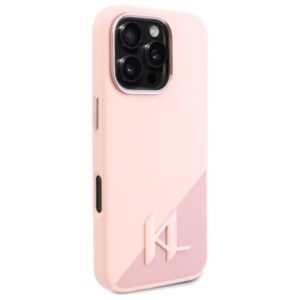 Karl Lagerfeld Silicone Shadow Metal Initial MagSafe - dėklas skirtas Apple iPhone 16 Pro pink - Image 4