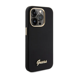 Guess Silicone Script Metal Logo & Frame - Apple iPhone 15 Pro Max Case black - Image 4
