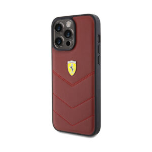 Ferrari Quilted Metal Logo - dėklas skirtas Apple iPhone 15 Pro Max Red - Image 2