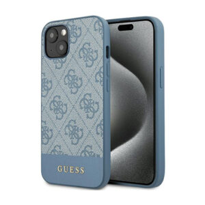 Guess 4G Bottom Stripe Metal Logo Collection - dėklas skirtas Apple iPhone 15 blue - Image 1