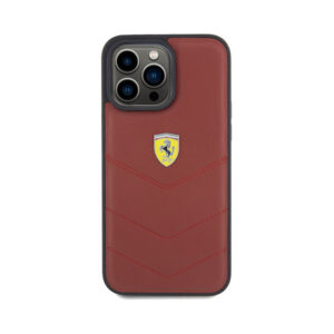 Ferrari Quilted Metal Logo - dėklas skirtas Apple iPhone 15 Pro Max Red - Image 3