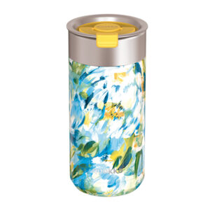 Quokka Boost Coffee Tumbler - Stainless steel thermal mug with brewer 400 ml (Blue Peonies) - Image 1
