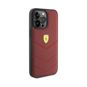 Ferrari Quilted Metal Logo - dėklas skirtas Apple iPhone 15 Pro Max Red - Image 4