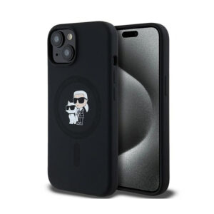 Karl Lagerfeld Silicone Karl & Choupette MagSafe - dėklas skirtas Apple iPhone 15 / 14 / 13 Black - Image 1