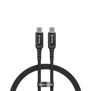 Crong Armor Link - USB-C to USB-C 100W 5A Braided cable Power Delivery Fast Charging 200cm juodos spalvos - Image 3