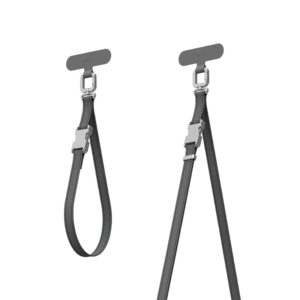 Moshi 2-in-1 Wrist & Body Strap with Adapter - Eco Leather Phone Lanyard Midnight Gray