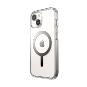 Speck Presidio Perfect-Clear MagSafe - dėklas skirtas Apple iPhone 16e / Apple iPhone 15 / Apple iPhone 14 / Apple iPhone 13 Clear / Chrome Finish / Serene Silver - Image 2
