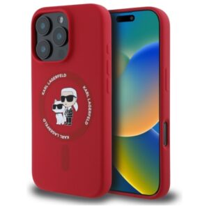 Karl Lagerfeld Silicone Karl & Choupette Ring MagSafe - Case Apple iPhone 16 Pro red - Image 1