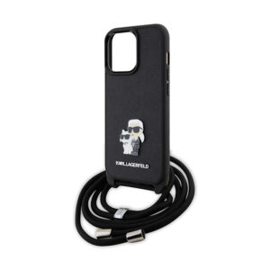 Karl Lagerfeld Crossbody Saffiano Metal Pin Karl & Choupette - Apple iPhone 13 Pro Case black - Image 5
