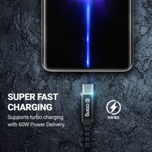 Crong Armor Link - USB-C to USB-C 100W 5A Braided cable Power Delivery Fast Charging 200cm juodos spalvos - Image 5
