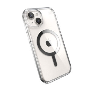 Speck Presidio Perfect-Clear MagSafe - dėklas skirtas Apple iPhone 16e / Apple iPhone 15 / Apple iPhone 14 / Apple iPhone 13 Clear / Chrome Finish / Serene Silver - Image 4