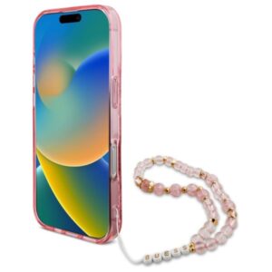 Guess IML Flowers With Pearl Strap MagSafe - dėklas skirtas Apple iPhone 16 Pro Max Pink - Image 4