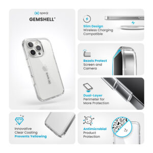 Speck Gemshell - dėklas skirtas Apple iPhone 16 Pro Clear - Image 6