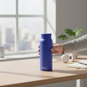 Quokka Echo - 690ml Stainless Steel Bottle with Silicone Handle (Dusk Blue) - Image 2