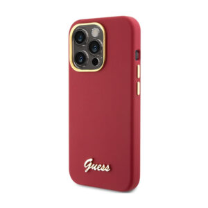 Guess Silicone Script Metal Logo & Frame - Apple iPhone 15 Pro Max Case magenta - Image 2