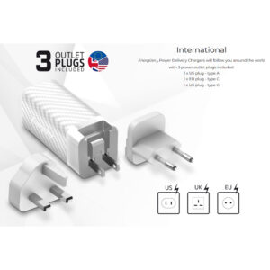 Energizer Ultimate - Multiplug EU / UK / US GaN USB-C & USB-A 65W PD mains įkroviklis sidabro spalvos - Image 3