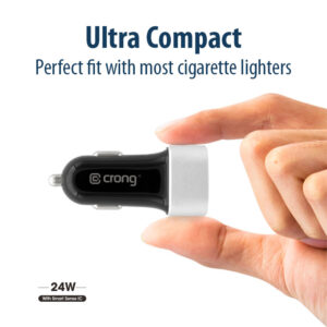 Crong Power automobilinis įkroviklis 24W su Dual USB Port aluminium - Image 3